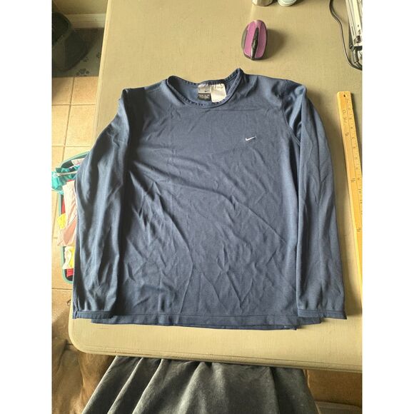 NIKE Navy DRI-FIT long sleeve athletic top Size Large - Picture 1 of 6
